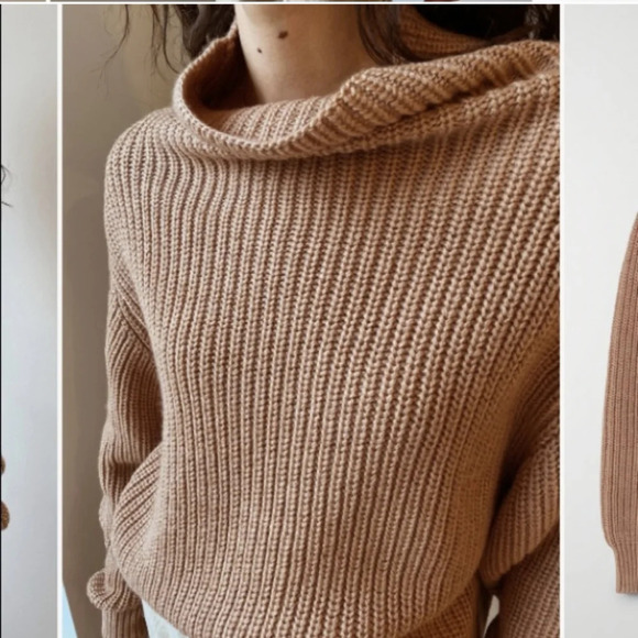 ARITZIA WILFRED Montpellier Waist Sweater Merino Wool Ribbed Crop Turtleneck XXS - Picture 4 of 13